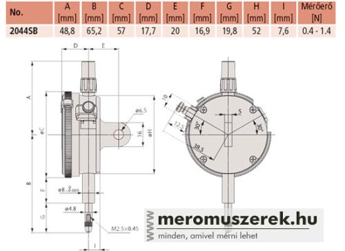 Mitutoyo Standard Metrikus Mérőóra 5mm 2044sb Meromuszerek Hu