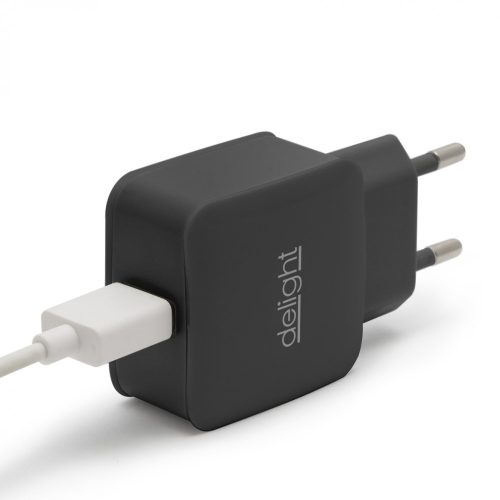 Hálózati - USB adapter töltő 1,2A 5V fekete Delight