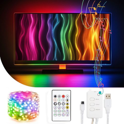 Smart TV fényfüzér - 30 RGB LED - Bluetooth - USB - 3m