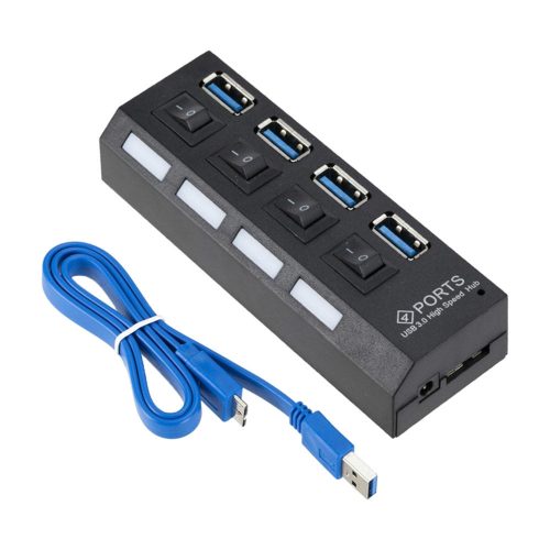 4 portos USB 3.0 HUB kapcsolóval